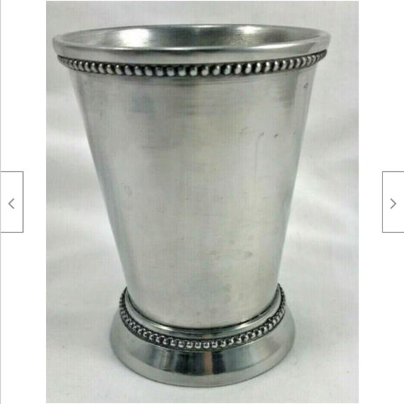 8 oz Metal Bar ware Mint Julep Metal Cup Beaded 4.5" tall - Picture 2 of 6